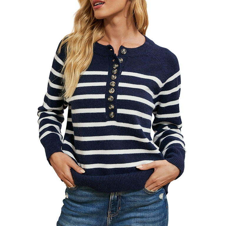 Women striped pullover loose sweater Women striped pullover loose sweater