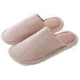 thumbnail image 1 of Women's Striped Linen Comfortable Antislip Cotton Slippers, Closed-Toe Spa Slippers, Machine Washable, 1 of 10
