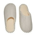 thumbnail image 1 of Women's Striped Linen Comfortable Antislip Cotton Slippers, Closed Toe Spa Slippers, Machine Washable, 1 of 14