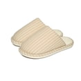 thumbnail image 1 of Women's Striped Linen Comfortable Antislip Cotton Slippers, Closed Toe Spa Slippers, Machine Washable, 1 of 11