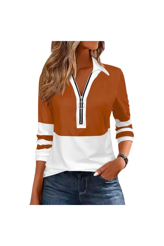 Women's Striped Long Sleeve Casual T-Shirt with V-Neck