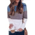 thumbnail image 1 of Women's Striped Long Sleeve Round Neck Tops Shirts Winter Loose Casual Shirts, 1 of 2