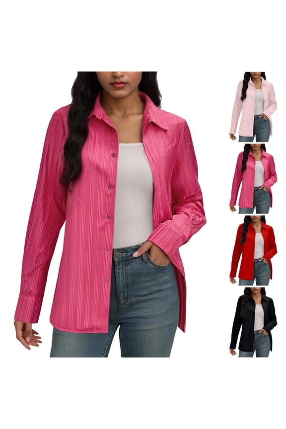 Women's Striped Long Sleeve Shirt Blouse Top Formal Attire Business Casual Office Work Professional Button Down Elegant Classic | CSEONE,Black XL