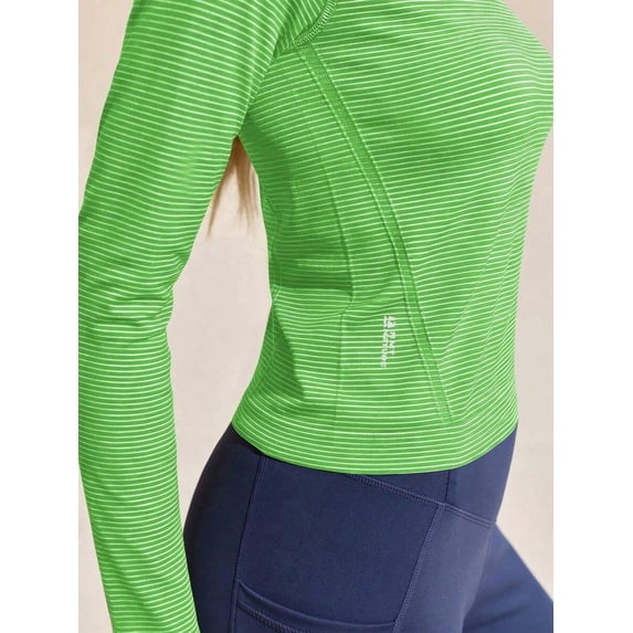 Women's Striped Long Sleeve T-Shirt, Fitted Casual Crew Neck Top for Everyday Wear and Layering