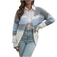 thumbnail image 1 of Women's Striped Loose Knit Cardigan Sweater Jacket Women's Autumn And Winter, 1 of 6