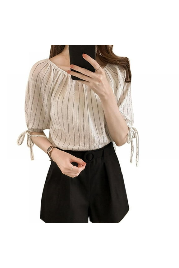 Women's Striped Off Shoulder Tops Casual Loose Blouse Shirts