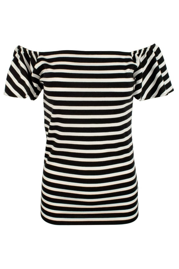 Women's Striped Off-The-Shoulder Top-PB-XL