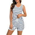 thumbnail image 1 of Women’s Striped Pajama Set – Crewneck Tank & Matching Shorts (Breathable Summer Sleepwear for Beach & Home), 1 of 3