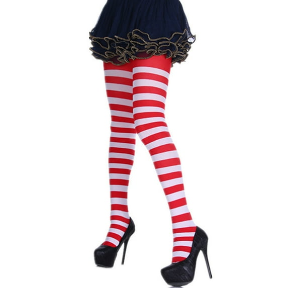 Women's Striped Pantyhose High Waist Tights Slim Fit Leggings Base Socks, Girl Slim Club Clown Stockings