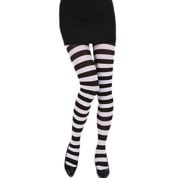 Women's Striped Pantyhose High Waist Tights Slim Fit Leggings Base Socks, Girl Slim Club Clown Stockings