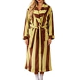 thumbnail image 1 of Women's Striped Plush Fleece Bathrobe - Thick Long Length Shawl Collar Robe with Belt and Pockets, Absorbent Cozy Lounge Wear for Winter, 1 of 7