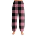 thumbnail image 1 of Women's Striped Print Cuff Pants, Casual Lounge Sleep Pants, Soft Elastic Waist Pajama Pants for Cozy Nights and Weekend Lounging,Pink,L, 1 of 6