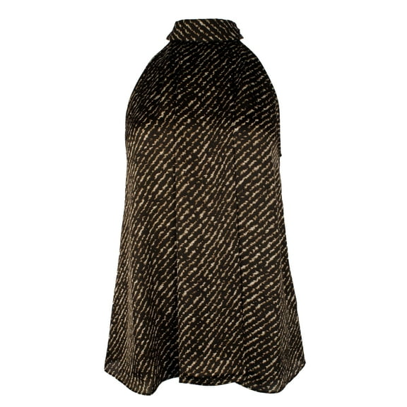 Women's Striped Print Halter Top Shirt Blk Large