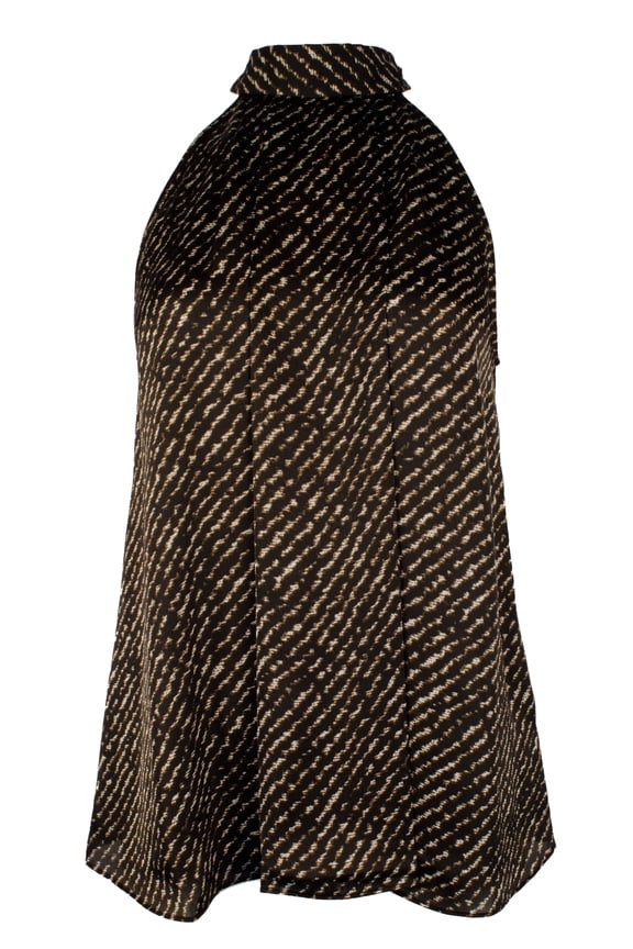 Women's Striped Print Halter Top Shirt Blk Large