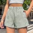 thumbnail image 1 of Women's Striped Print Shorts High Waisted Elastic Waist Wide Leg Loose Casual Shorts S, 1 of 9