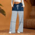 thumbnail image 1 of Women's Striped Print Wide Leg Pants, Casual Comfortable Lounge Trousers for Spring and Autumn, Soft Breathable Leisure Pants with Fashionable Pattern, All Season Versatile Bottoms for Daily Wear, 1 of 6