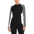 thumbnail image 1 of Women's Striped Rash Guard Long Sleeve Color Block Swim Shirt UPF 50+ Swimsuit Tops, 1 of 6