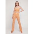 thumbnail image 1 of Women's Striped Rib Knit Fold Over Pants, 1 of 4