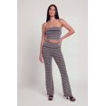 thumbnail image 1 of Women's Striped Rib Knit Fold Over Pants, 1 of 3