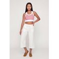 thumbnail image 1 of Women's Striped Ribbed Cropped Racerback Tank Top, 1 of 4