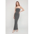 thumbnail image 1 of Women's Striped Ribbed Knit Strapless Maxi Dress with Back Slit, 1 of 3