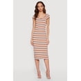 thumbnail image 1 of Women's Striped Rip Knit Cap Sleeve V-Neck Midi Dress, 1 of 3