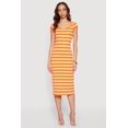 thumbnail image 1 of Women's Striped Rip Knit Cap Sleeve V-Neck Midi Dress, 1 of 3
