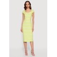 thumbnail image 1 of Women's Striped Rip Knit Cap Sleeve V-Neck Midi Dress, 1 of 3