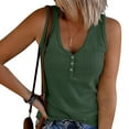 thumbnail image 1 of Women's Striped Round Neck Button Front Elastic Tank Top for Casual Daily Wear, 1 of 5