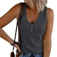 thumbnail image 1 of Women's Striped Round Neck Button Front Elastic Tank Top for Casual Daily Wear, 1 of 5
