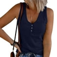 thumbnail image 1 of Women's Striped Round Neck Button Front Elastic Tank Top for Casual Daily Wear, 1 of 5