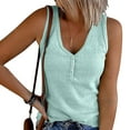 thumbnail image 1 of Women's Striped Round Neck Button-Front Elastic Tank Top for Casual Wear, 1 of 5