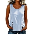 thumbnail image 1 of Women's Striped Round Neck Tank Tops With Side Button Slit Loose Fit Casual Pullover Tops For Daily Travel And Work, 1 of 6