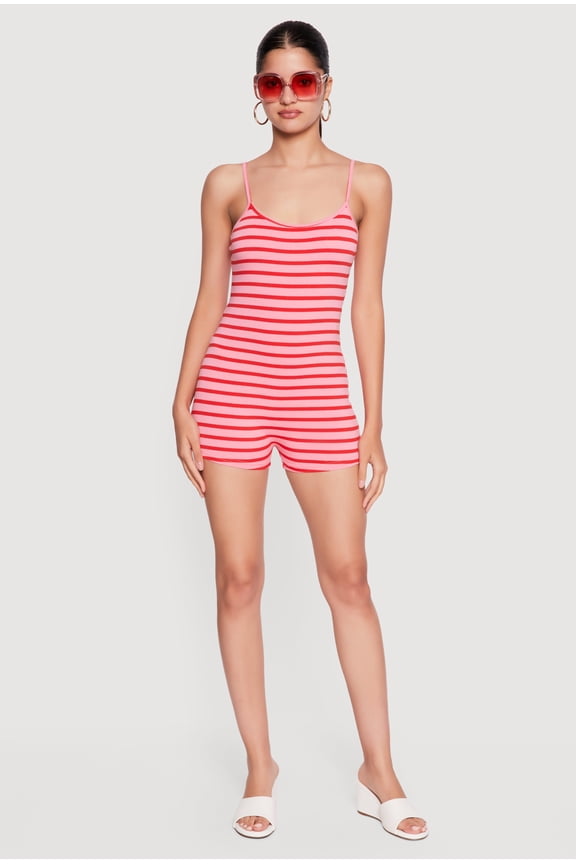 Women's Striped Scoop Neck Sleeveless Romper