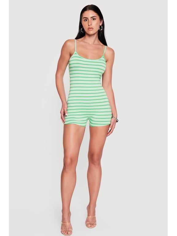 Women's Striped Scoop Neck Sleeveless Romper