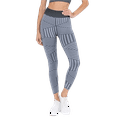 thumbnail image 1 of Women's Striped Seamless Activewear Leggings - Grey, M, 1 of 4