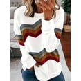 thumbnail image 1 of Women's Striped Sweater Color Matching Top All-Matching Long Sleeve Ladies T-shirt, 1 of 1