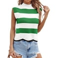 thumbnail image 1 of Women's Striped Sweater Vest Sleeveless Plunge Collar Cap Sleeves Ribbed Knit Summer Crop Top, 1 of 6
