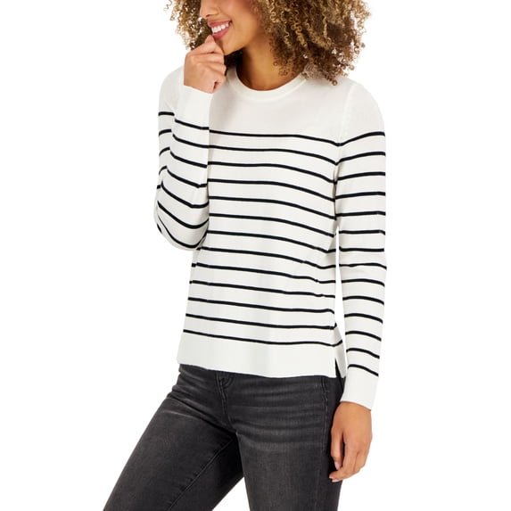 Women's Striped Sweater Winter White M