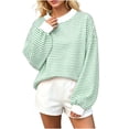 thumbnail image 1 of Women's Striped Sweatshirt Long Sleeve Crewneck Casual Oversized Pullover Relaxed Fit Fall Top, 1 of 7