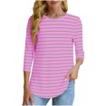 thumbnail image 1 of Women's Striped T-Shirts Casual Crewneck Tops Half Sleeve Tunic Shirts Classic Fit Tees Summer Top, 1 of 7