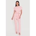 thumbnail image 1 of Women's Striped Textured Knit Boot Cut Casual Pants, 1 of 4