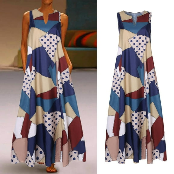 DailyTrove Women's Striped Tiered Maxi Dress, Sleeveless, Casual Festival & Beach Wear, Lightweight Rayon Blend, Flowy Hem