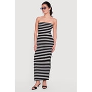 Womens Striped Tube Maxi Dress
