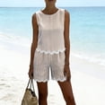 thumbnail image 1 of Women's Striped Two-Piece Sleeveless Patchwork Trimmed And Shorts Casual Summer Set, 1 of 6