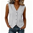 thumbnail image 1 of Women's Striped Vest Sleeveless Button Down Open Front Tops Office Casual Layeringlook Waistcoat, 1 of 8