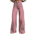 thumbnail image 1 of Women's Striped Wide Leg Jeans High Waisted Button Stretchy Straight Leg Jeans Loose Trendy Imitation Denim Pants with Pocket Pink 16(XXXXL), 1 of 3
