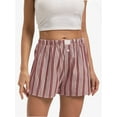 thumbnail image 1 of Women's Striped Wide Leg Shorts Casual Elastic Waist Shorts with Pocket, 1 of 1