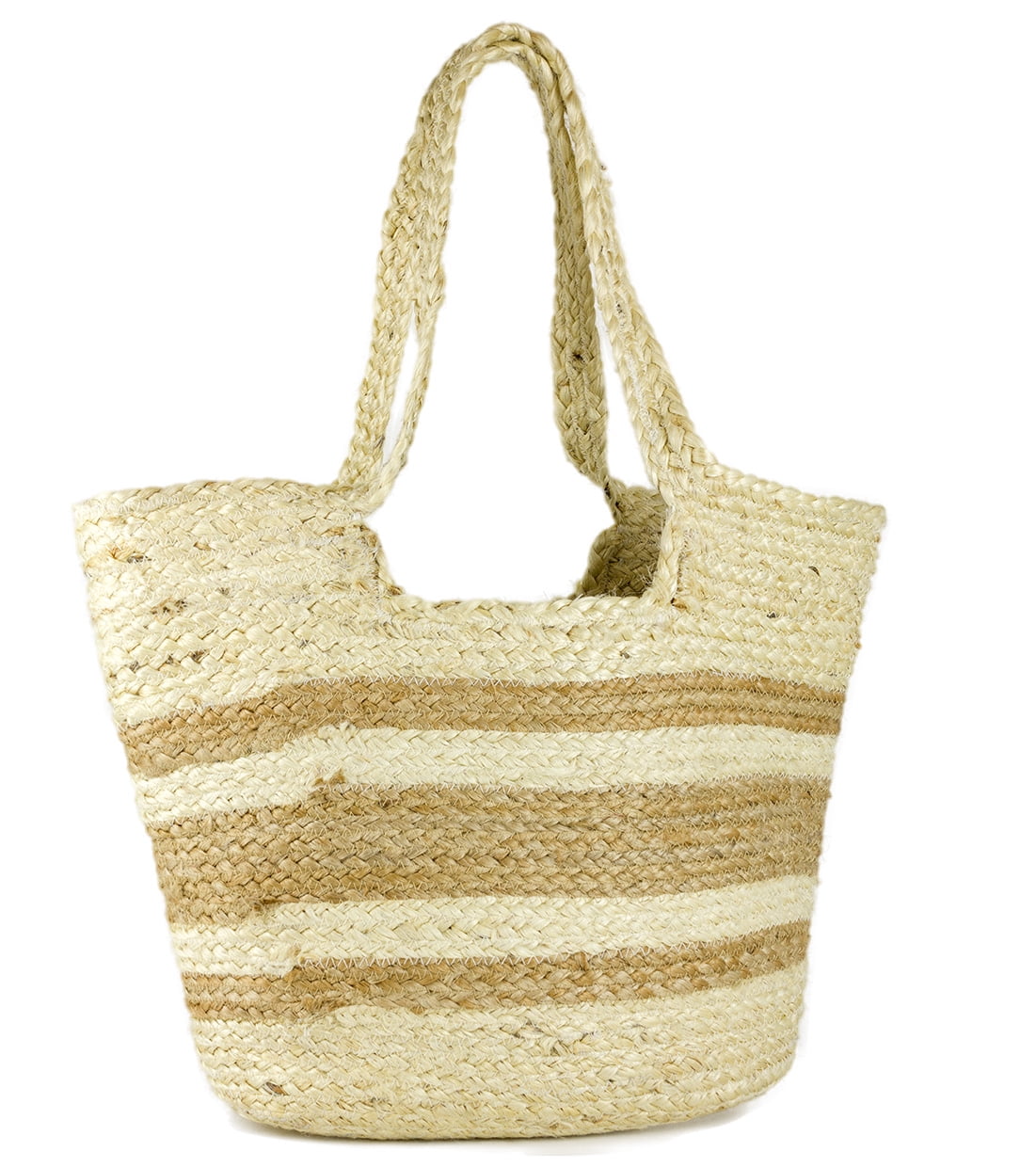 Walmart Magid Women's Stripe Jute Beach Tote Bag Women's Striped Woven Jute  Beach Tote Bag With Double Handle