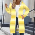 thumbnail image 1 of Women's Striped Zip Up Hoodie, Longline Fleece Jacket with Full-Length Zipper, Lightweight Mid-Length Hooded Sweatshirt, Soft Casual Wear for Fall and Winter Yellow L, 1 of 5